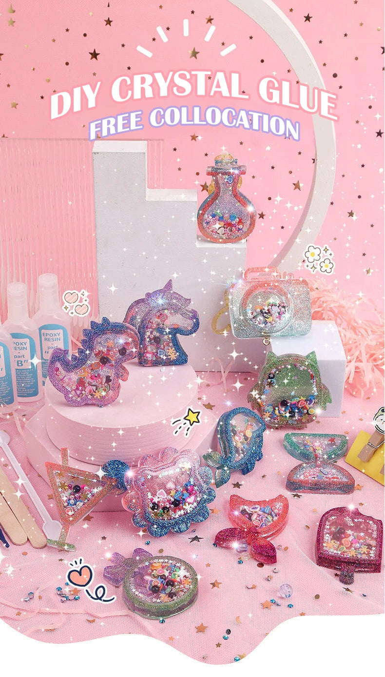 Kids Crystal Glue Keychain Craft Kit