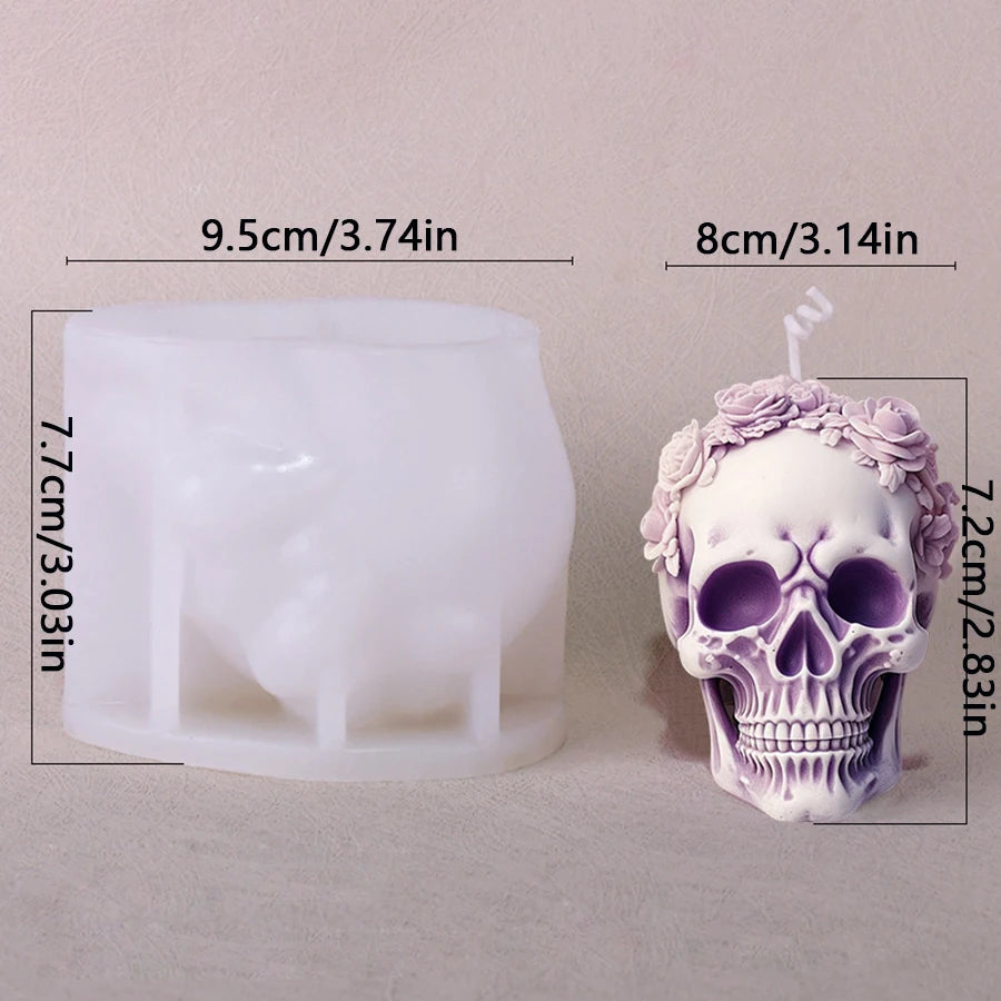 Halloween Rose Skull Candle Mold
