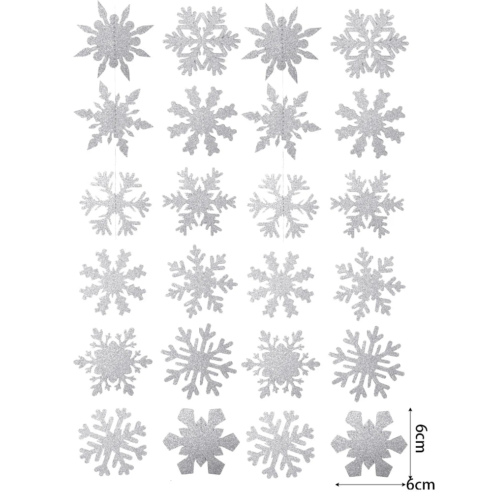 12/120pcs Glitter Paper Snowflake Christmas Decorations