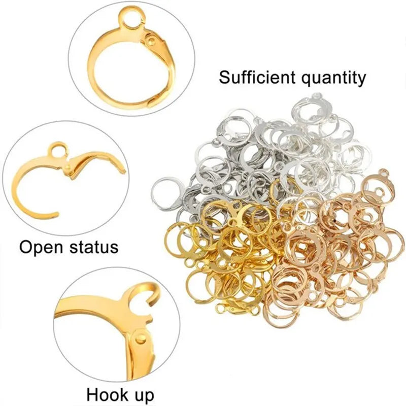 50pcs Hypoallergenic Brass Lever Back Earring Hooks