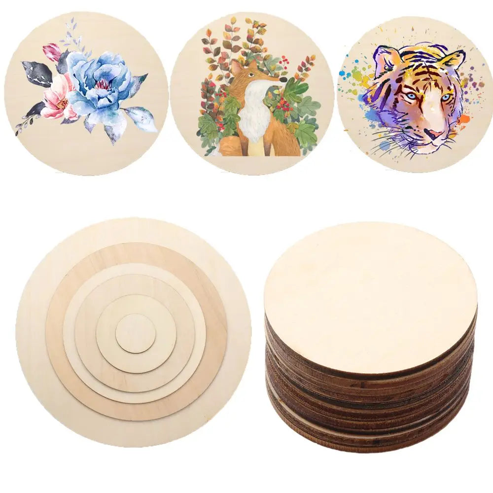 Round Wood Circles – 3/5/10pcs Blank Wooden Discs