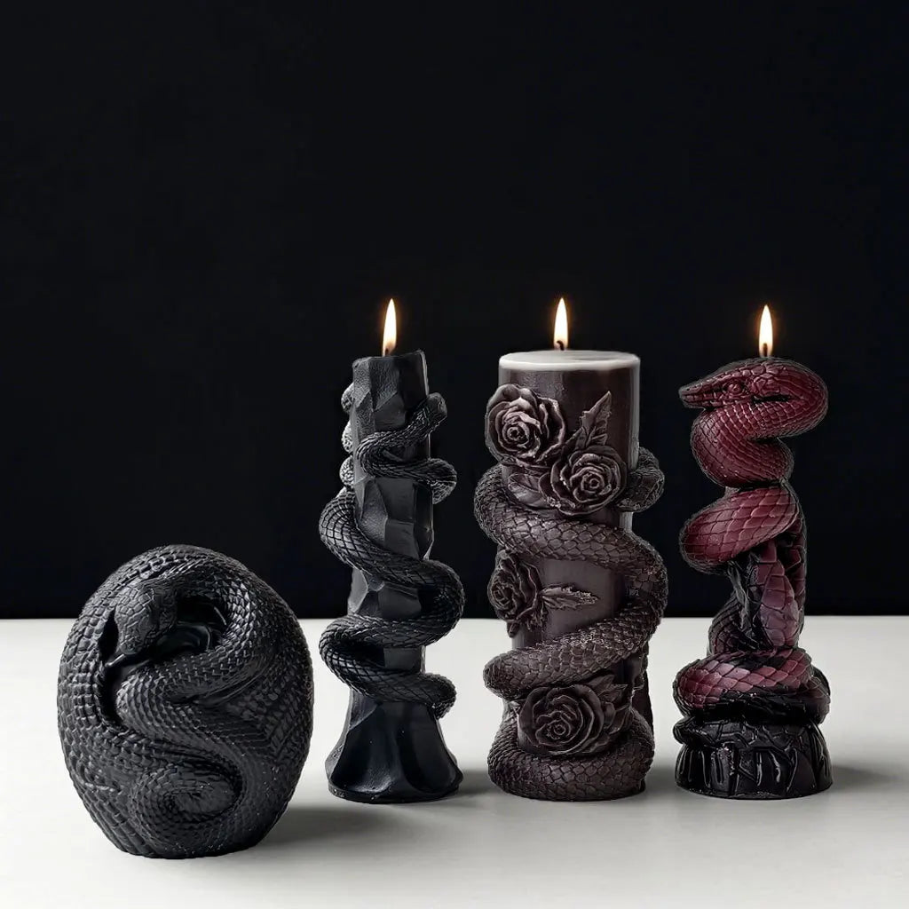 Relief Snake Pillar Candle Mold