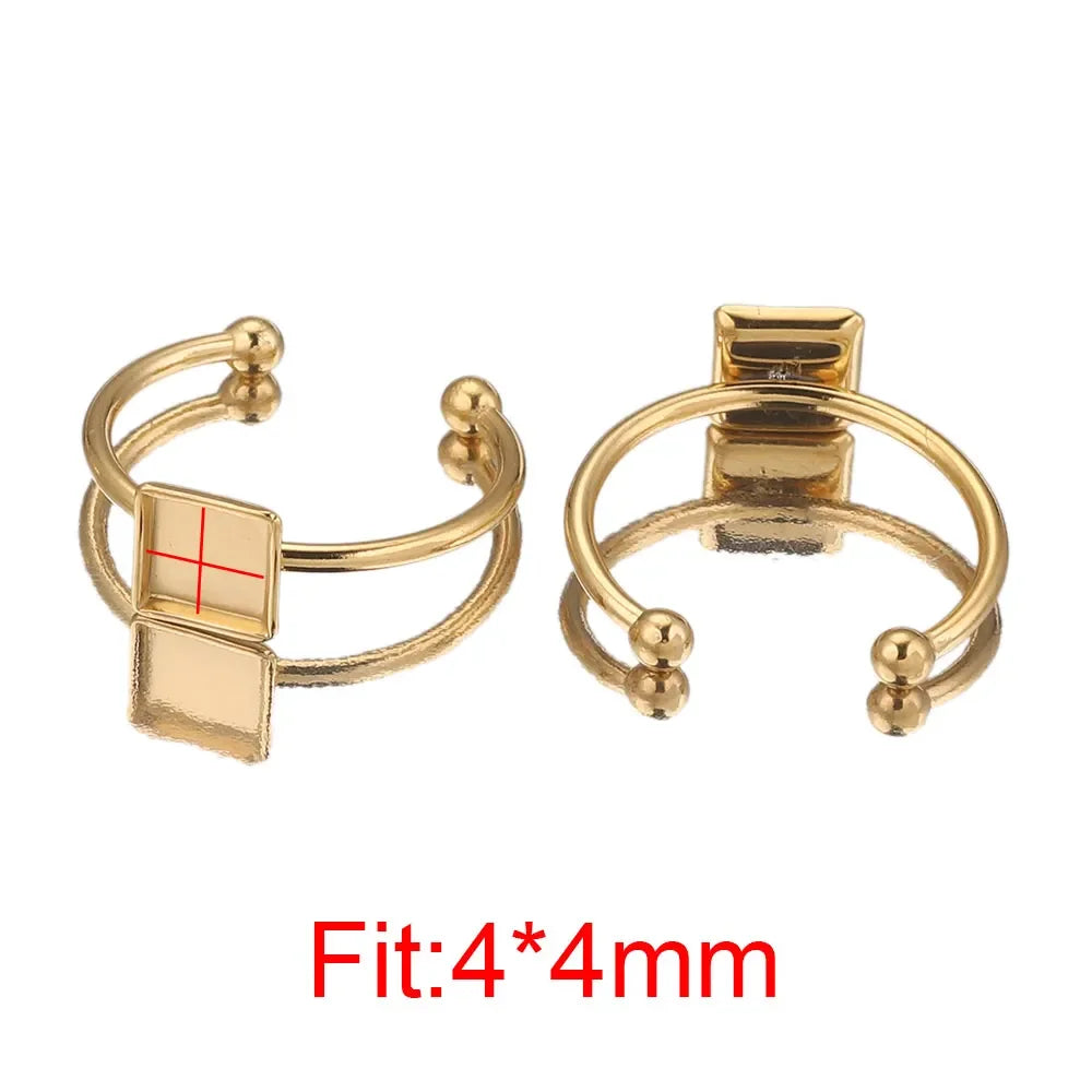 10pcs Adjustable Stainless Steel Open Ring Settings