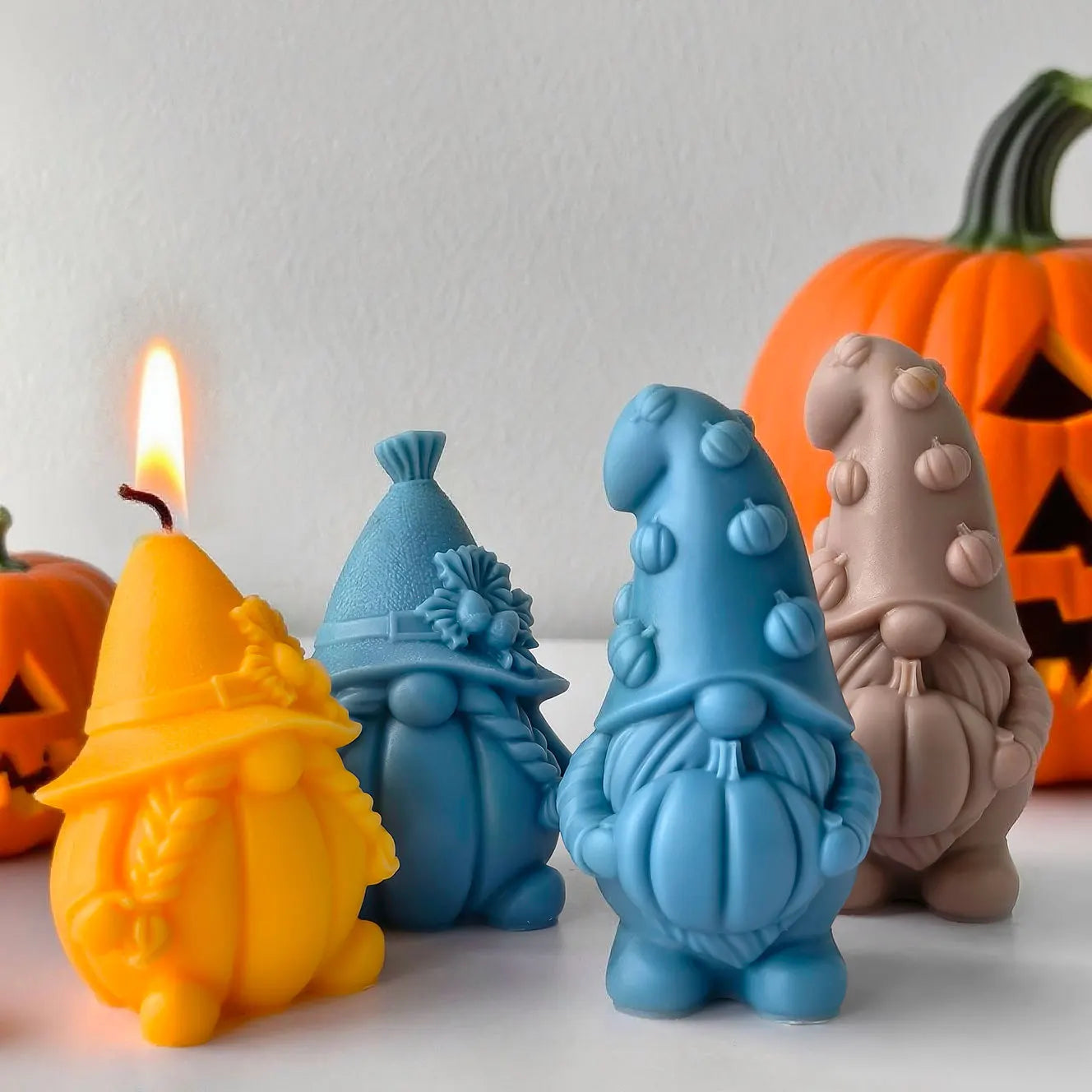Halloween Pumpkin Gnome Candle Mold