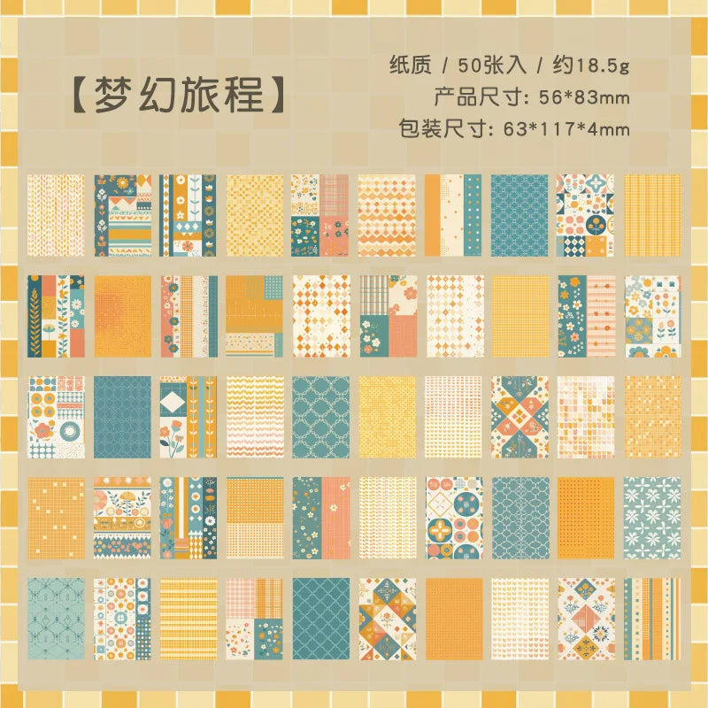 50pcs Vintage Multi-Style Decorative Paper