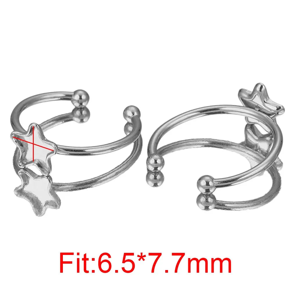 10pcs Adjustable Stainless Steel Open Ring Settings