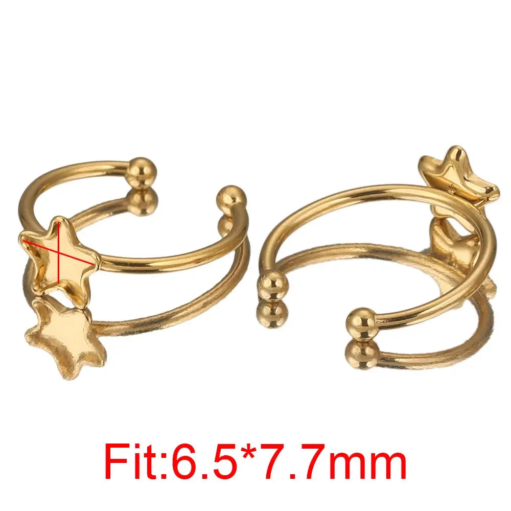 10pcs Adjustable Stainless Steel Open Ring Settings