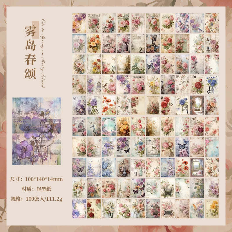 100pcs Retro Memo Pads Material Paper