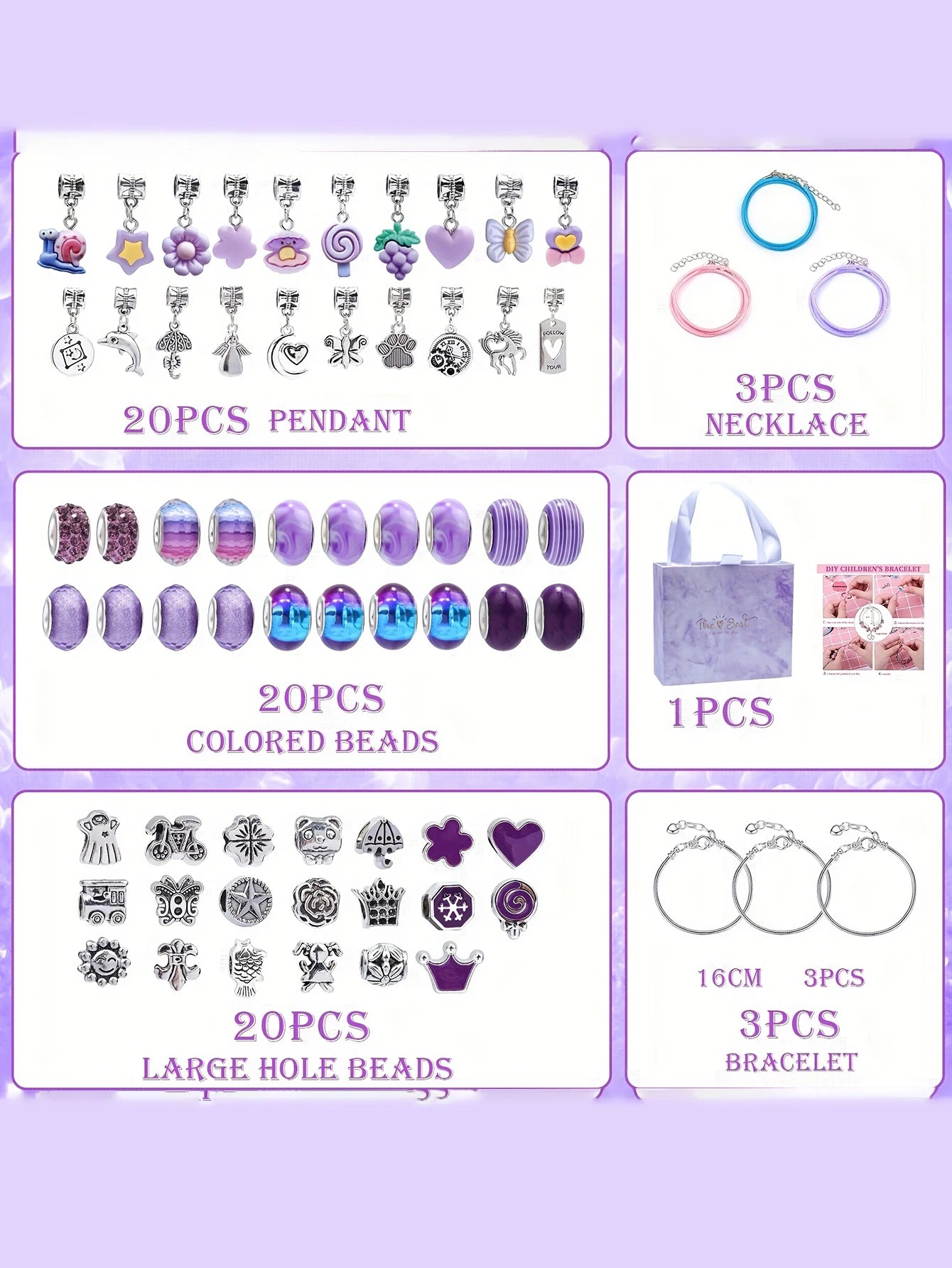 66-Piece Charm Bracelet & Necklace DIY Jewelry Kit