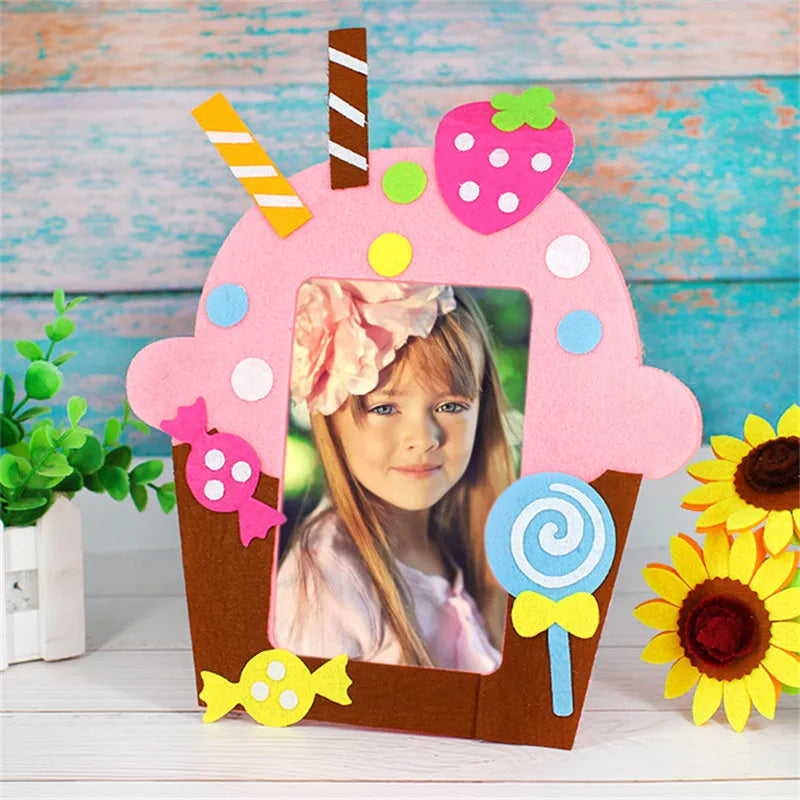 3pcs DIY Cartoon Animal Photo Frame Craft Set
