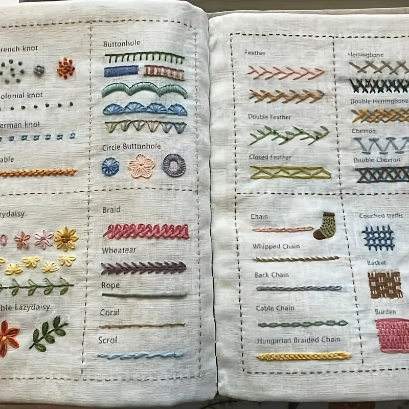 Embroidery Stitch Book Set for DIY Sewing Projects