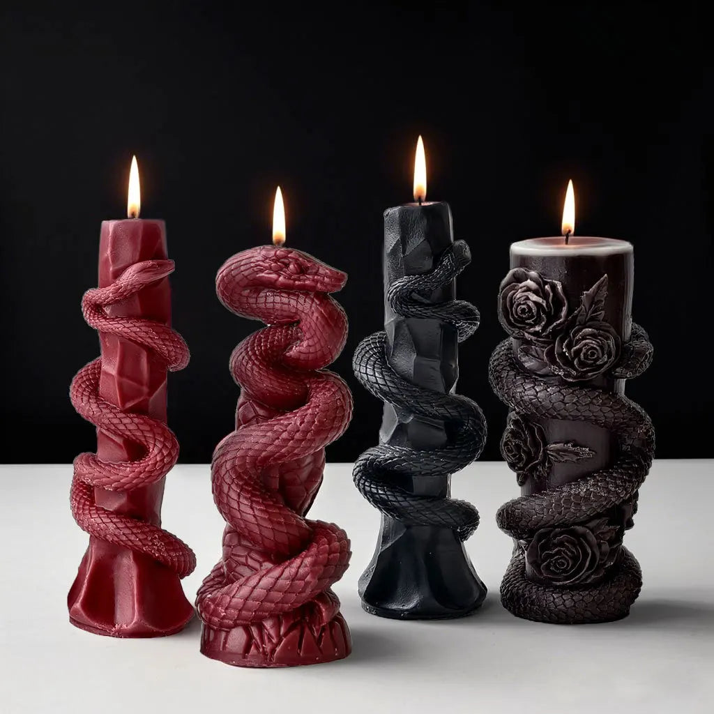 Relief Snake Pillar Candle Mold