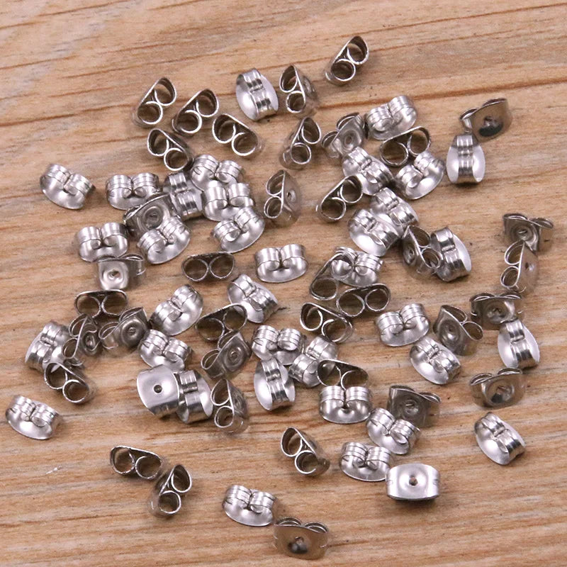 50-100pcs 2-Color Stainless Steel Earring Studs