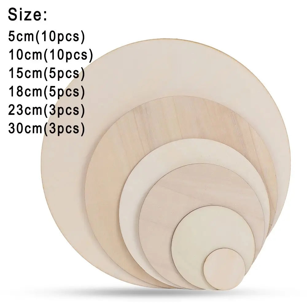 Round Wood Circles – 3/5/10pcs Blank Wooden Discs