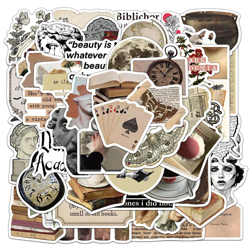 10/25/50pcs Mixed Retro Art Stickers
