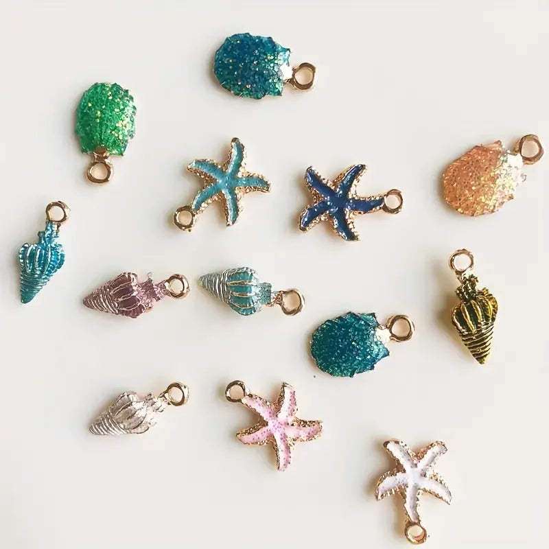 30/50pcs Random Conch Shell & Starfish Alloy Jewelry Accessories