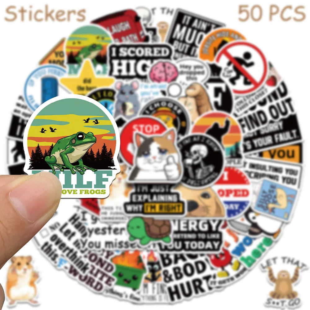 50/100pcs Cartoon Snarky MEME Stickers