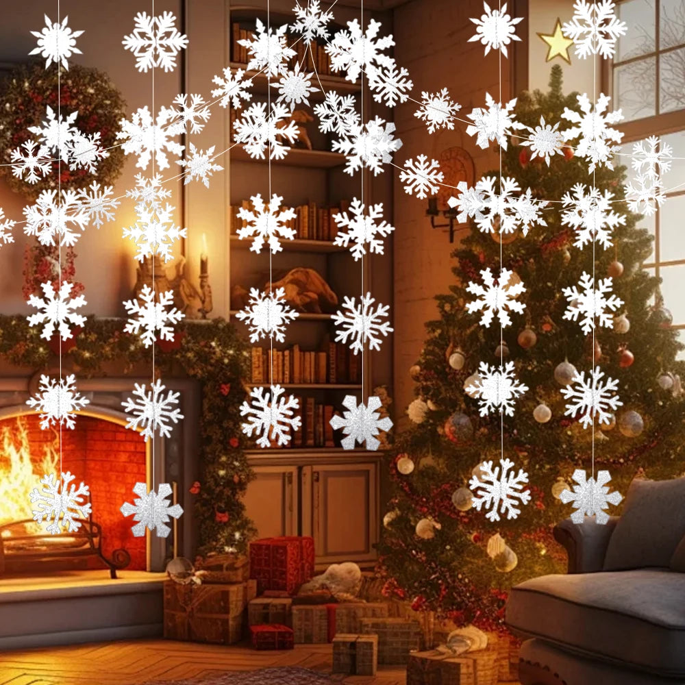 12/120pcs Glitter Paper Snowflake Christmas Decorations