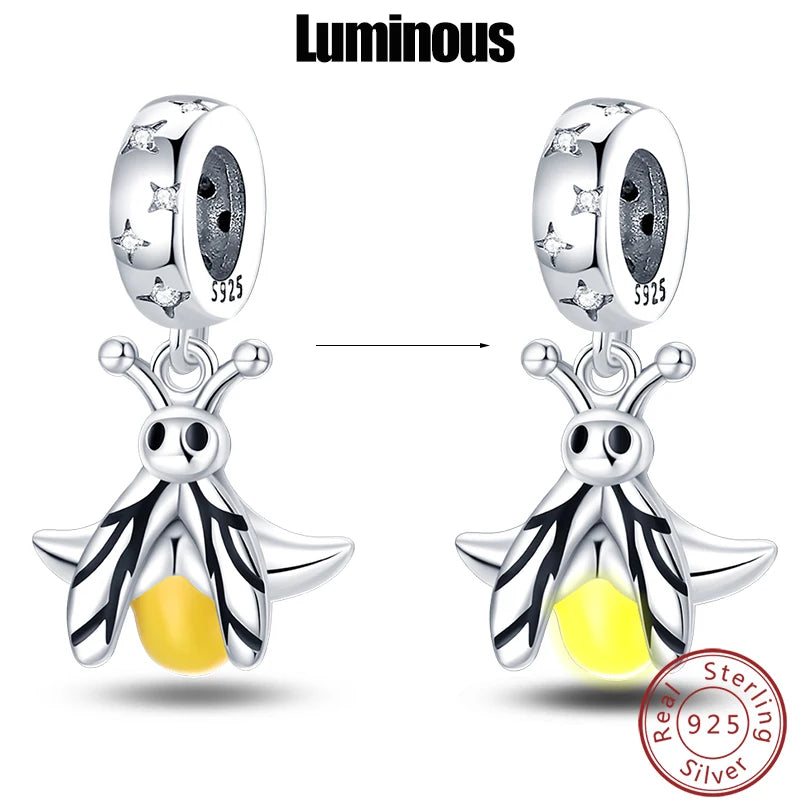 S925 Silver Luminous Firefly & Star Charms (3mm)