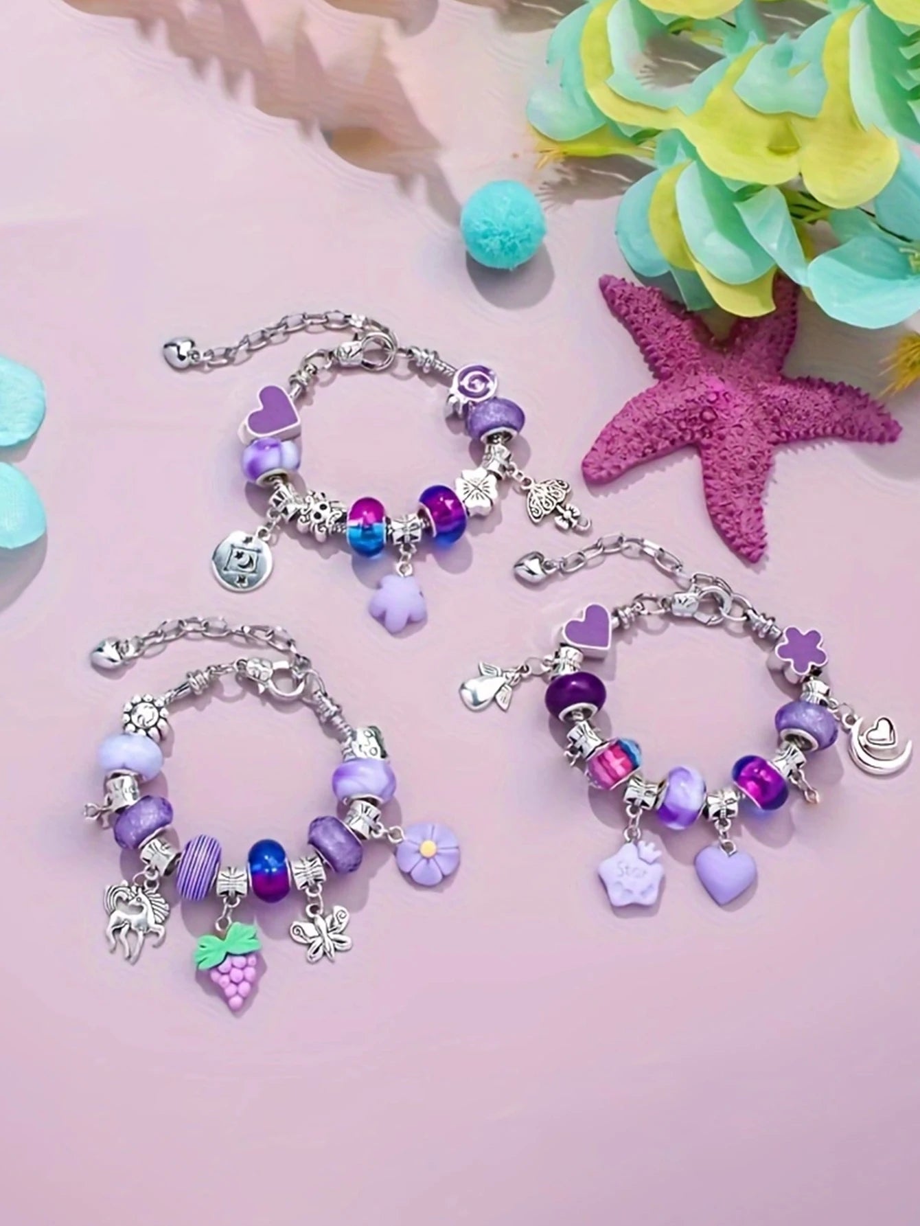 66-Piece Charm Bracelet & Necklace DIY Jewelry Kit