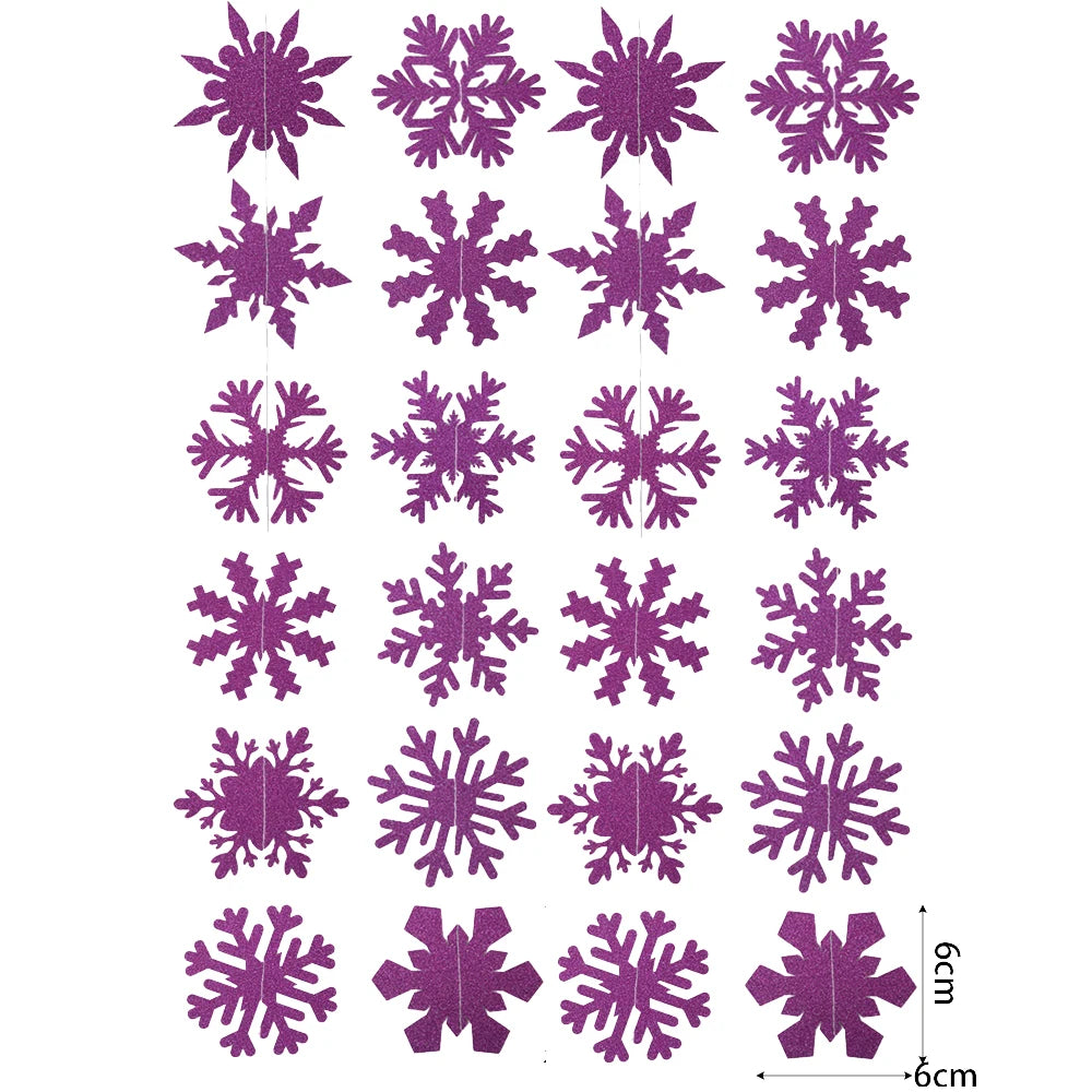 12/120pcs Glitter Paper Snowflake Christmas Decorations