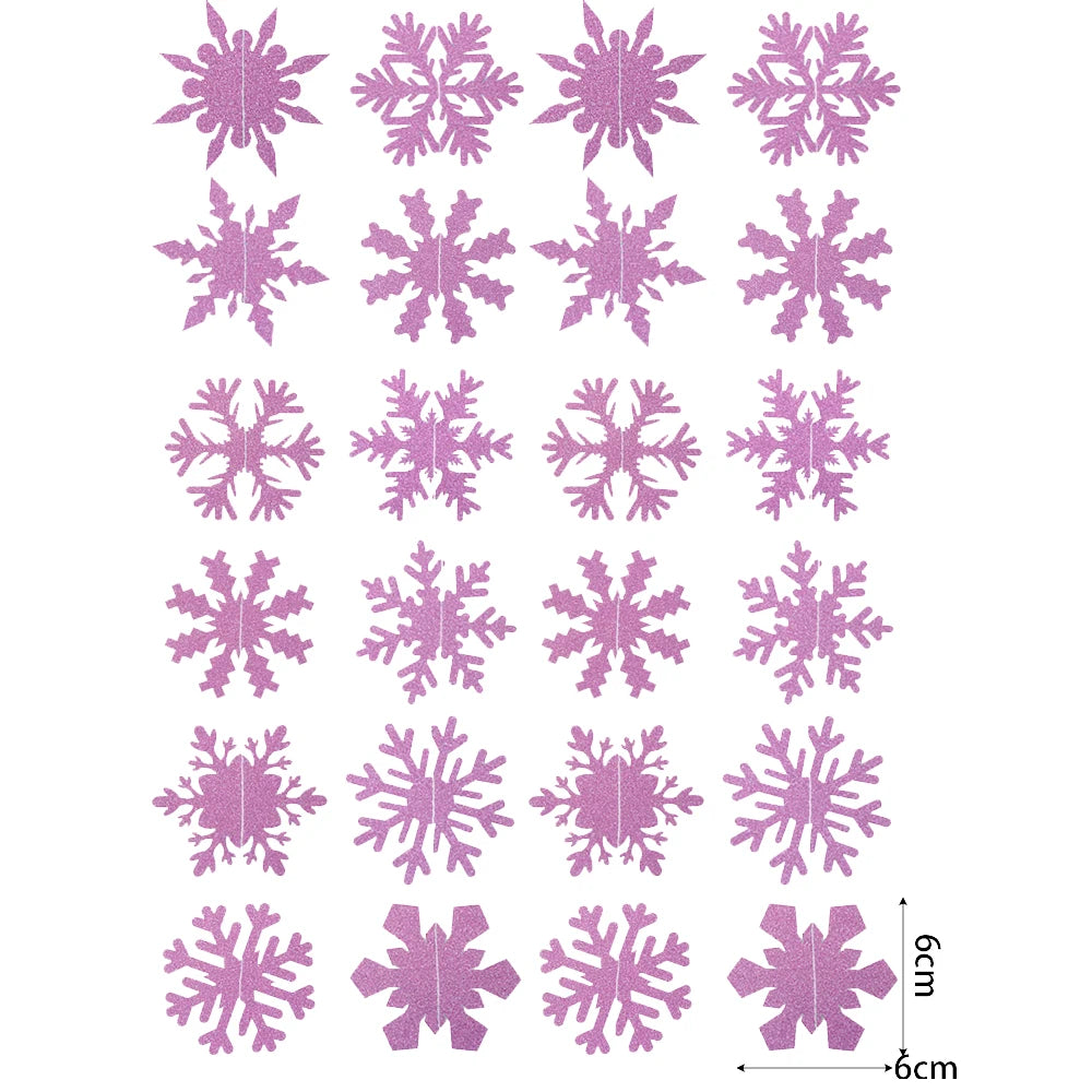 12/120pcs Glitter Paper Snowflake Christmas Decorations