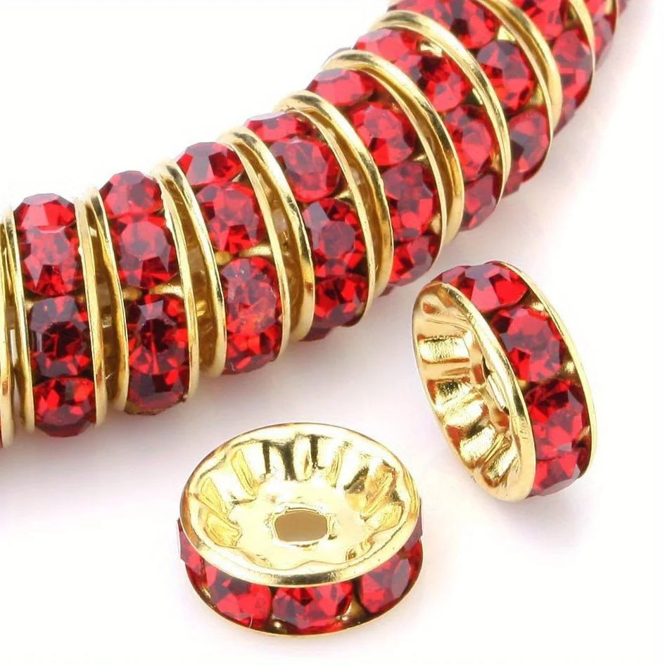 120pcs 8mm Flat Inlaid Rhinestone Spacer Beads