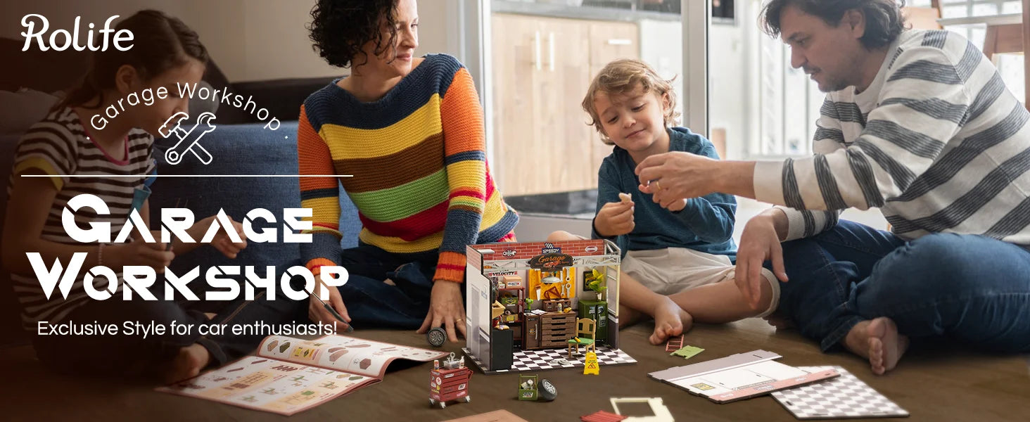 Robotime Rolife DIY Miniature Garage Workshop Dollhouse Kit