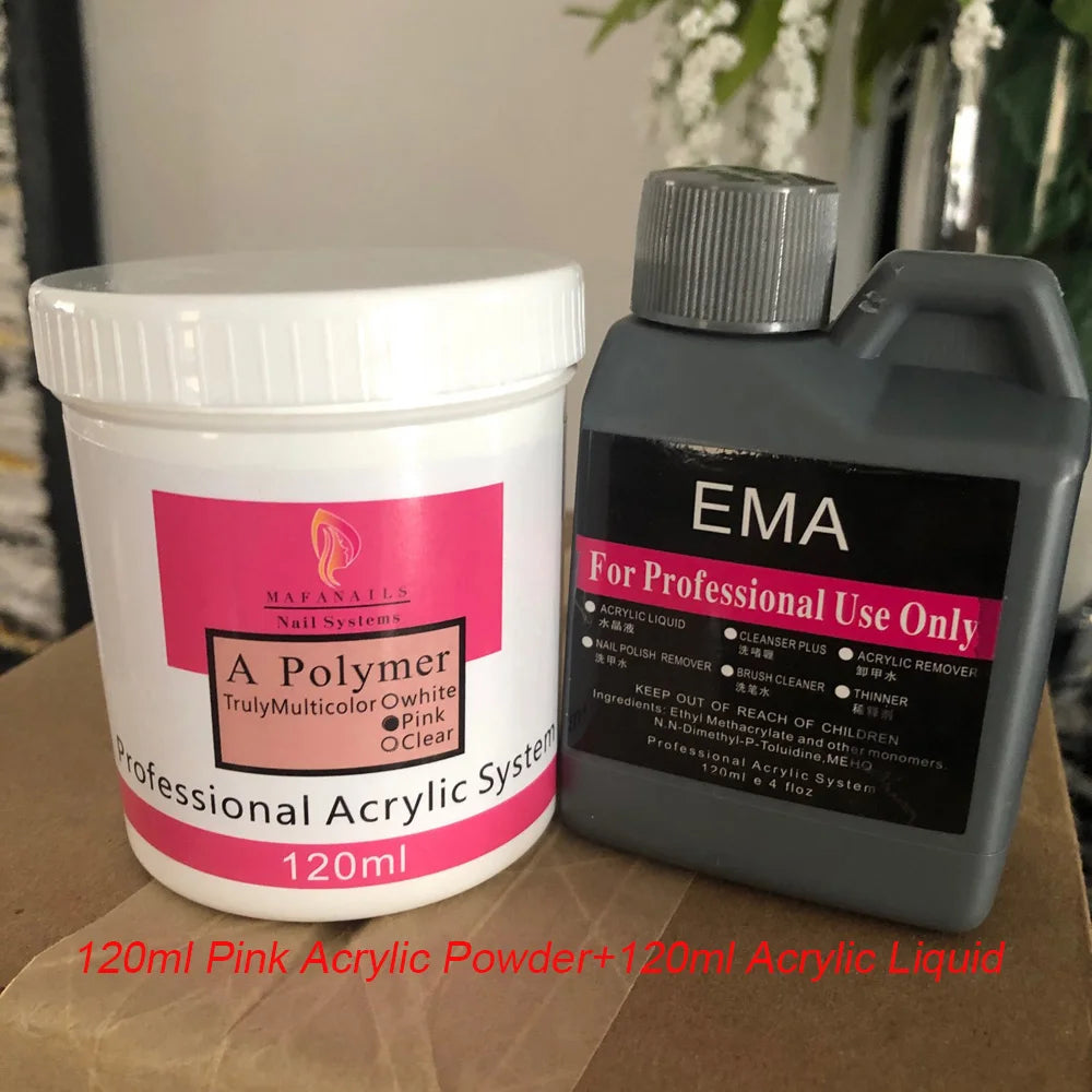 120ml EMA Acrylic Liquid & Pink Builder Powder Set