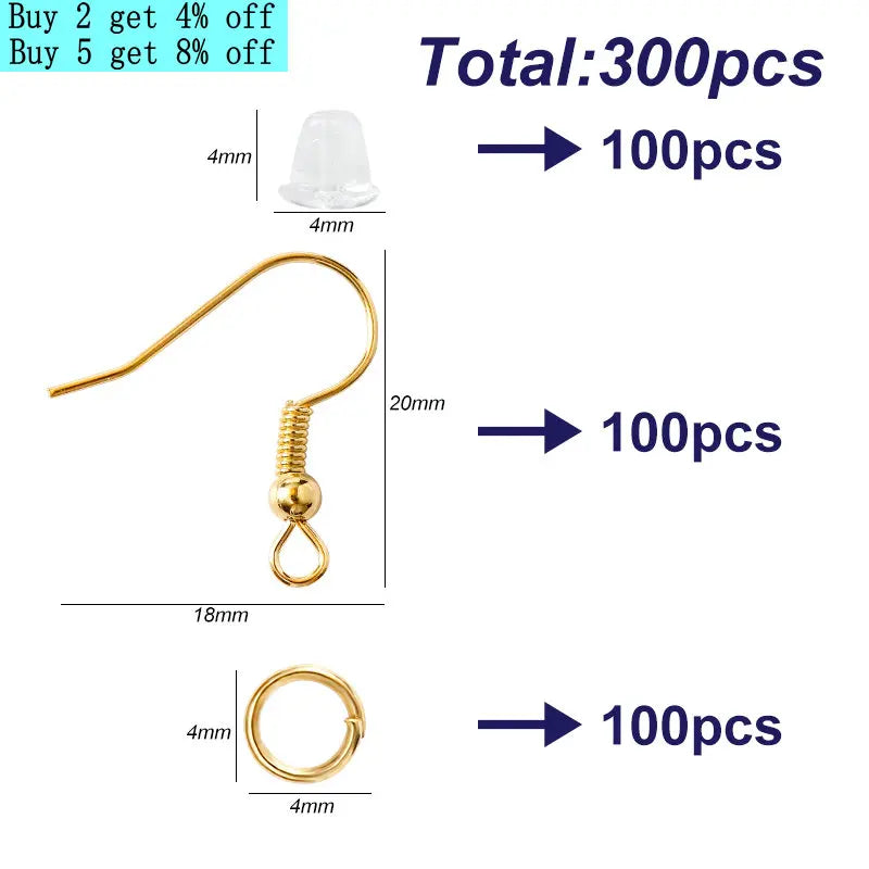 300pcs Earring Making Kit with Hooks, Rings & Backs