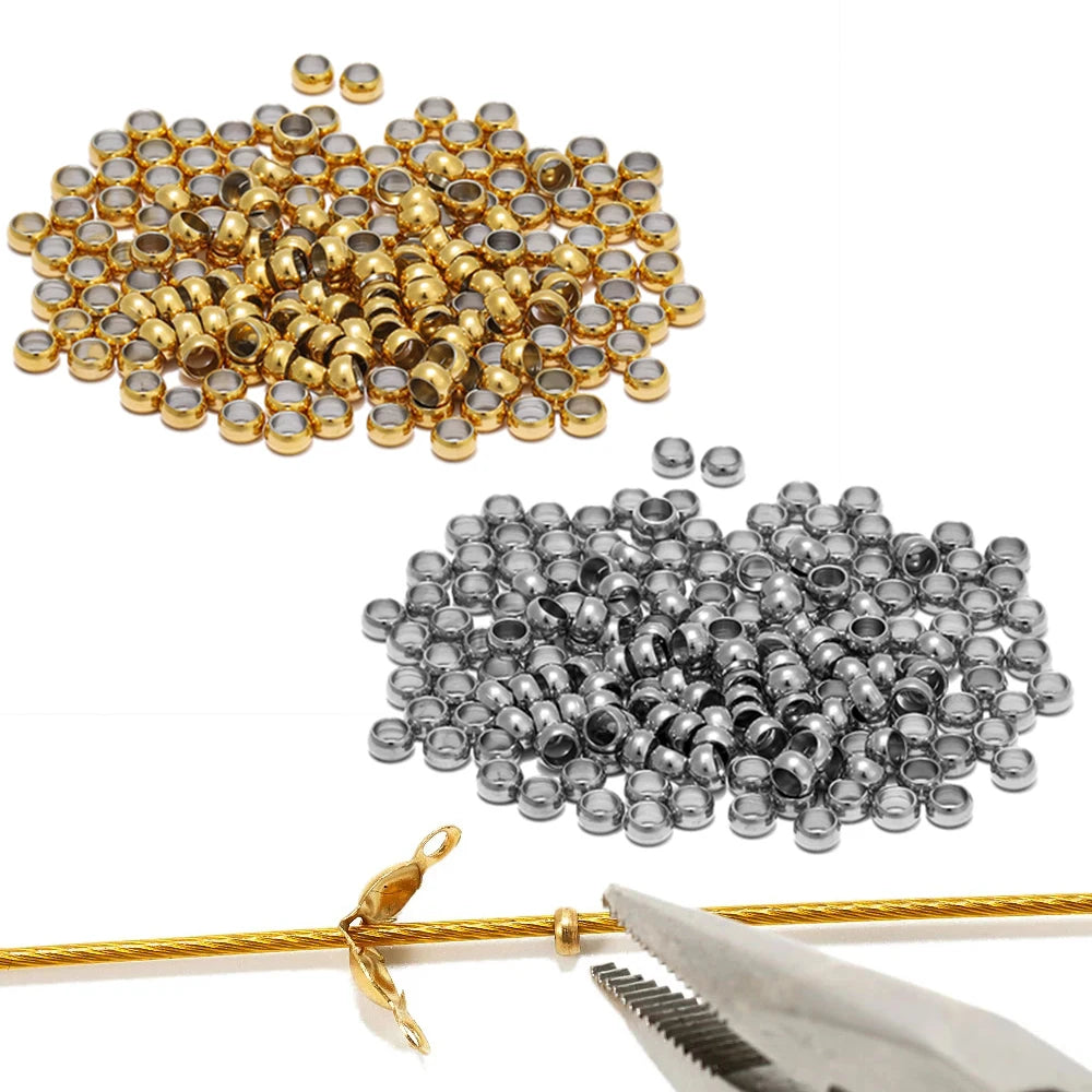 100pcs Stainless Steel Ball Crimp End Beads