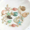 30/50pcs Random Dripping Oil Pearlescent Conch Shell & Starfish Alloy Jewelry Accessories – DIY Bracelets, Earrings & Pendants