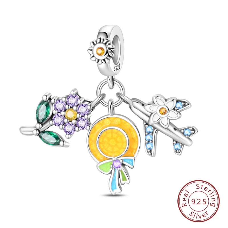 S925 Silver Luminous Firefly & Star Charms (3mm)