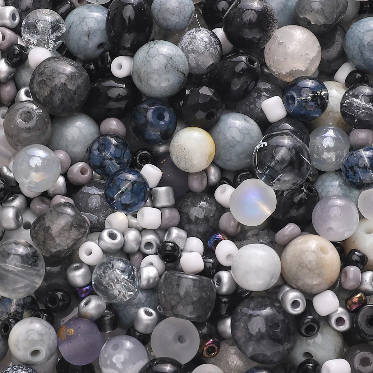 30g Mixed Glass Beads (3–12mm) for DIY Jewelry