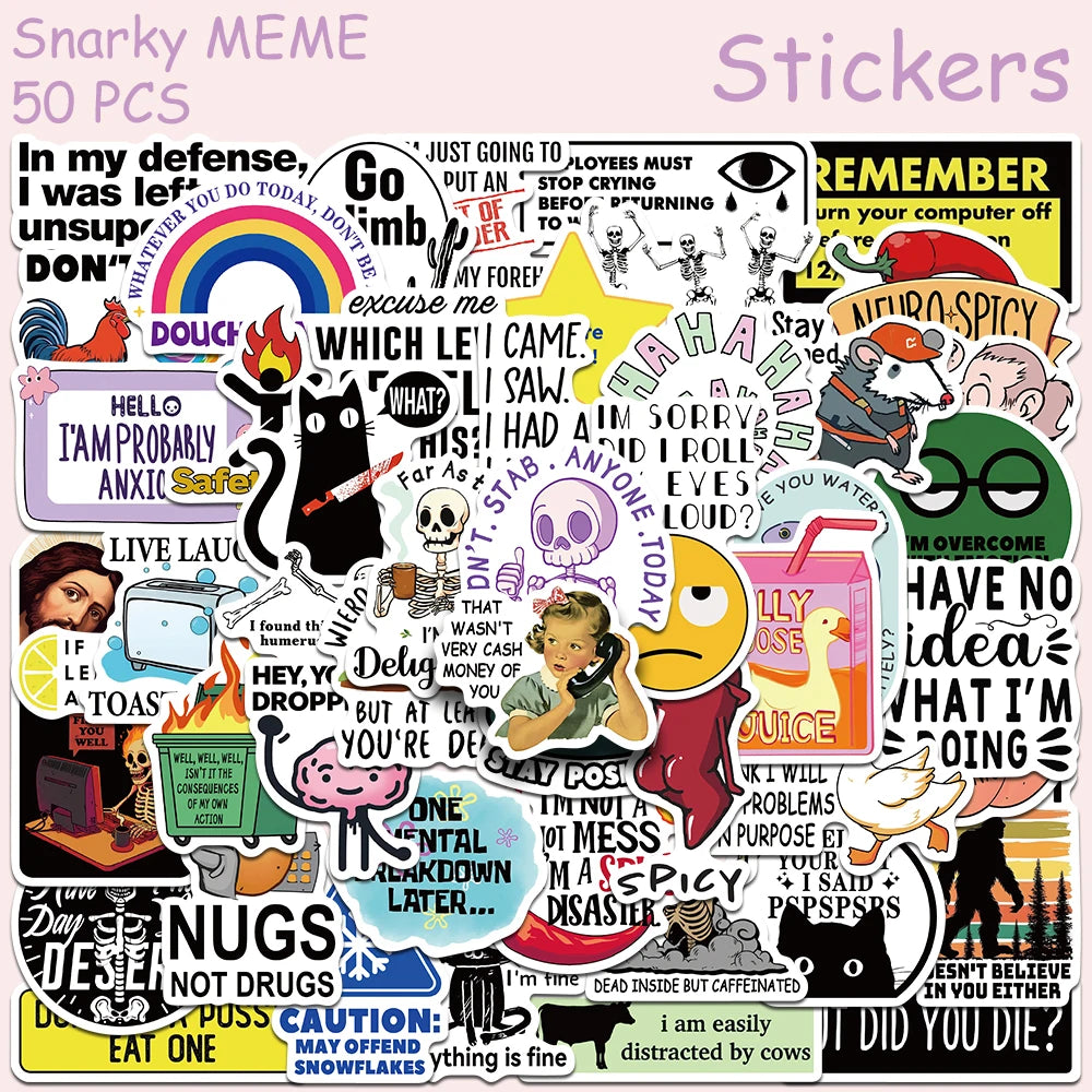50/100pcs Cartoon Snarky MEME Stickers