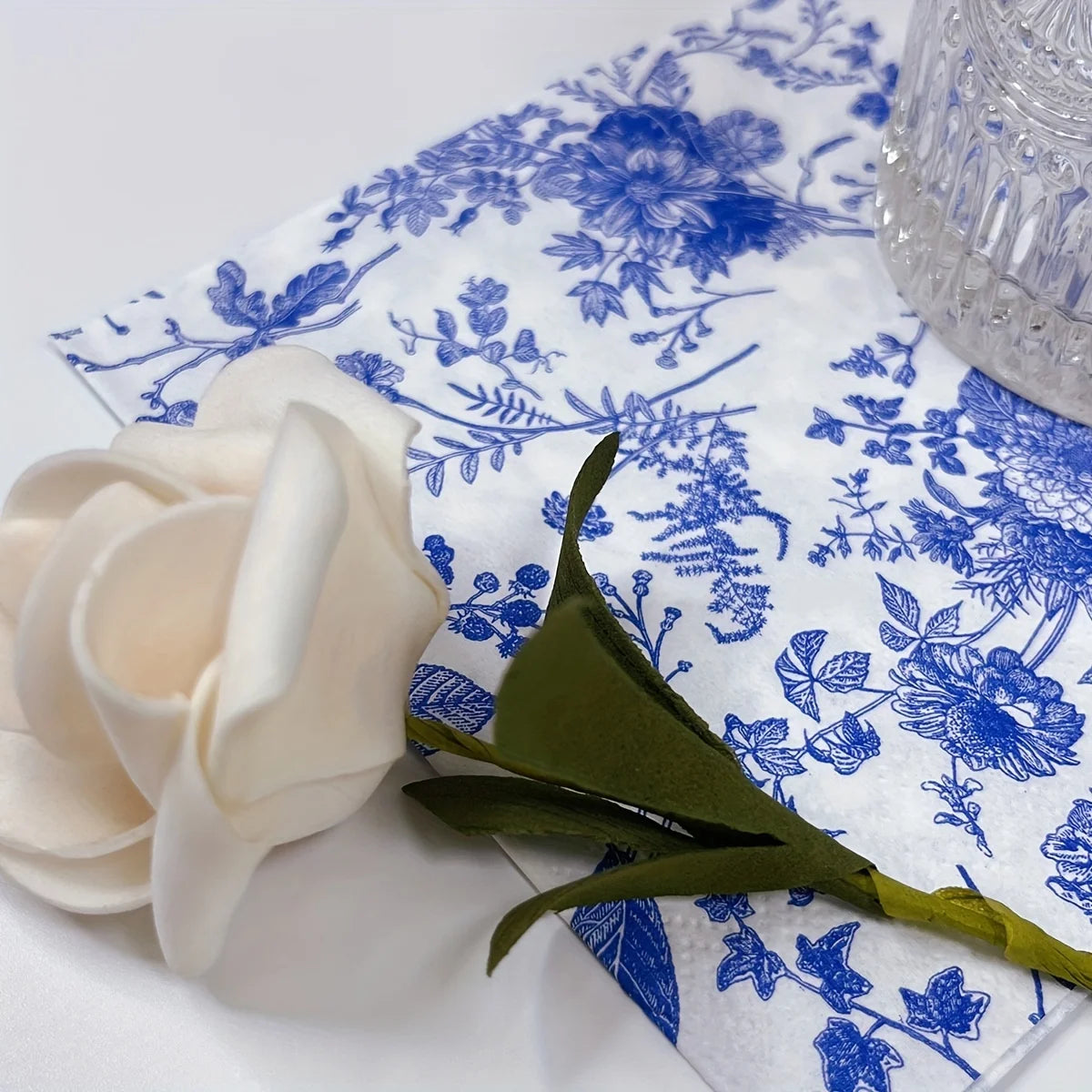 20–100pcs Vintage Blue & White Porcelain Decoupage Paper Napkins