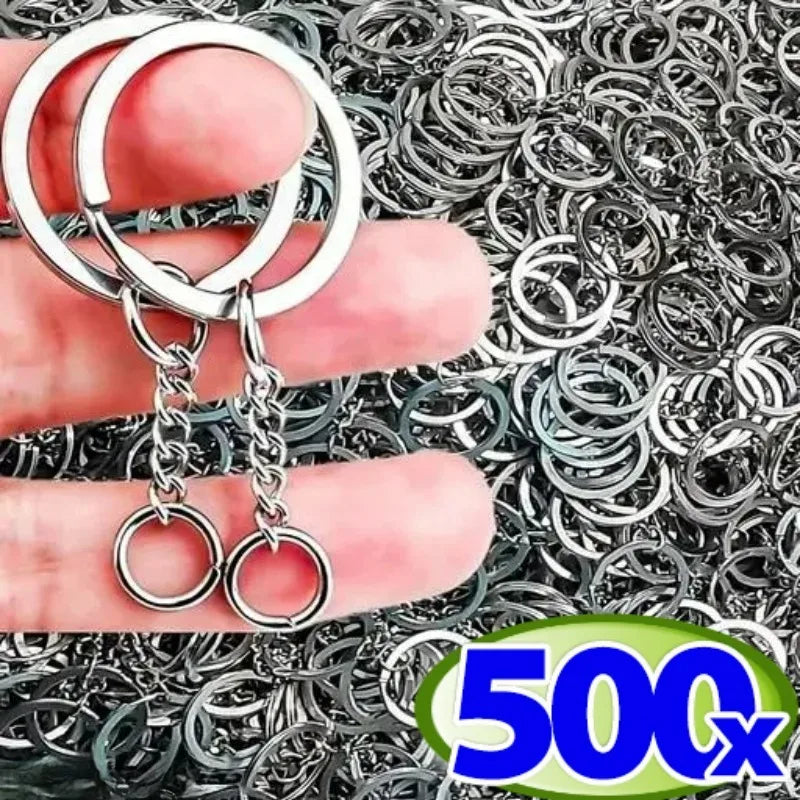 50/500pcs Silver-Plated Metal Blank Keyrings
