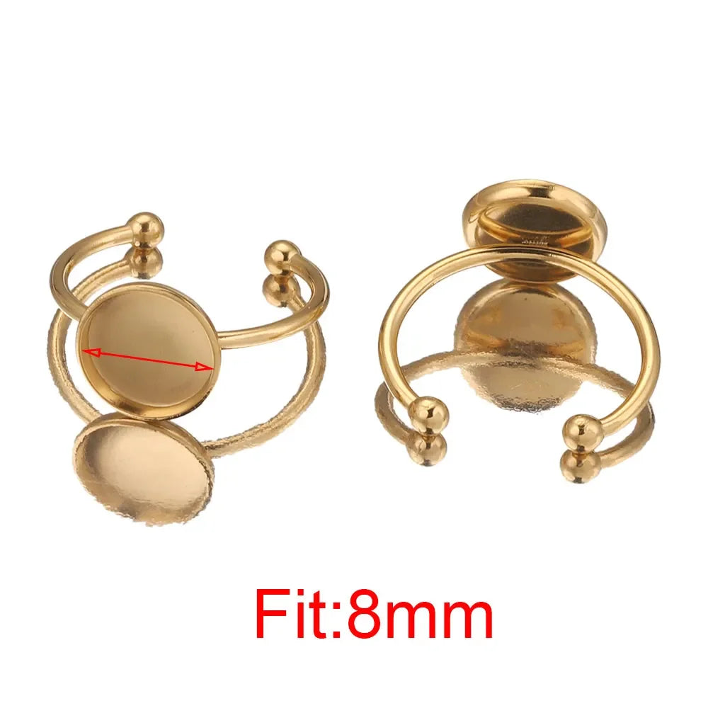 10pcs Adjustable Stainless Steel Open Ring Settings