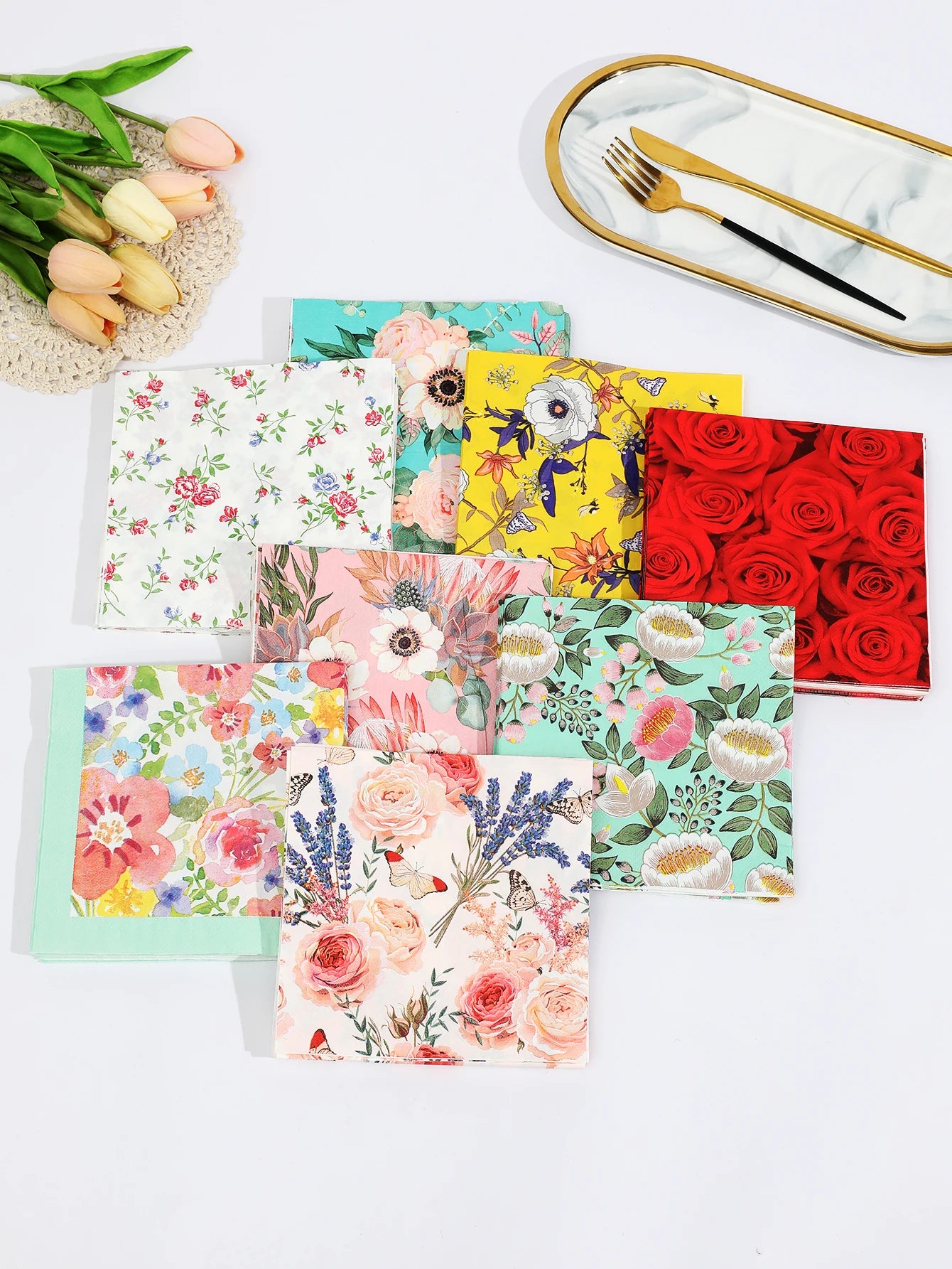 INS Style Floral Paper Napkins