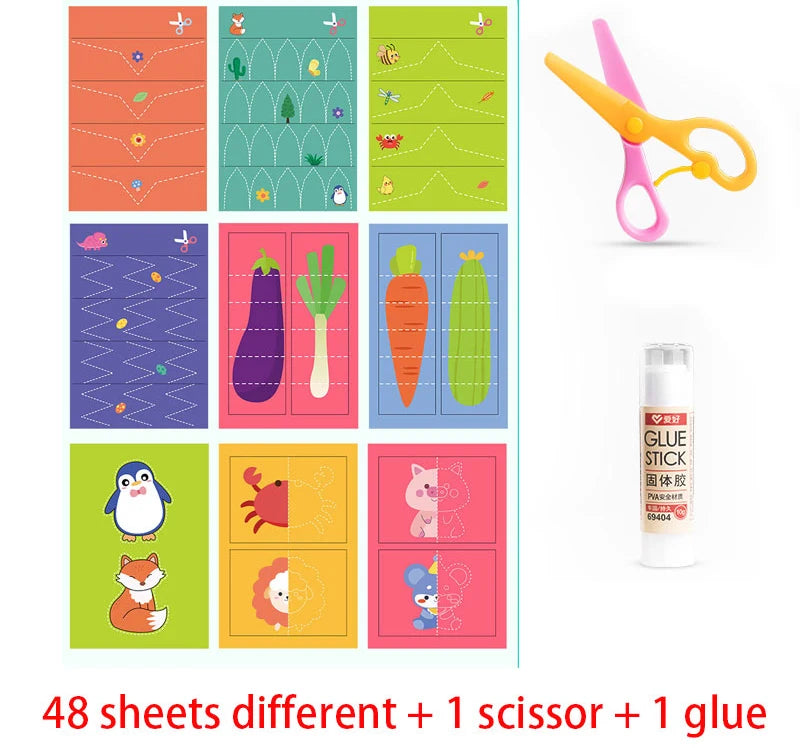 49–91pcs Kids Scissor Skills Cutting Practice Set