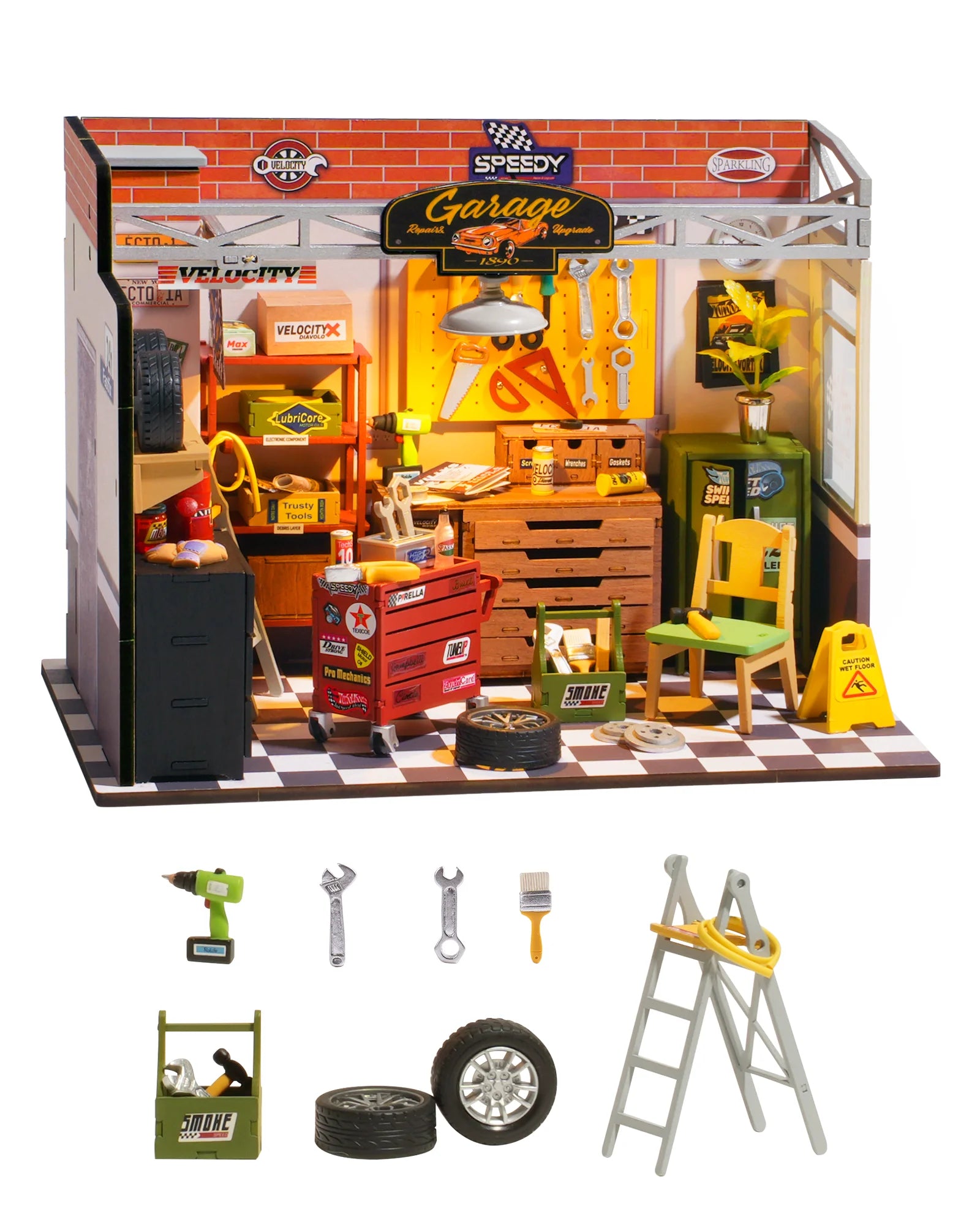 Robotime Rolife DIY Miniature Garage Workshop Dollhouse Kit