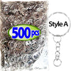 50/500pcs Silver-Plated Metal Blank Keyrings – Split Rings with Chains & Carabiner Buckles for DIY Keychain Accessories