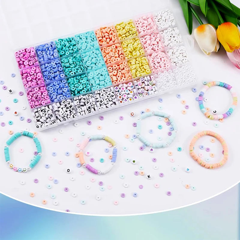 3860pcs Macarons Color Polymer Clay Flat Chip Beads Set