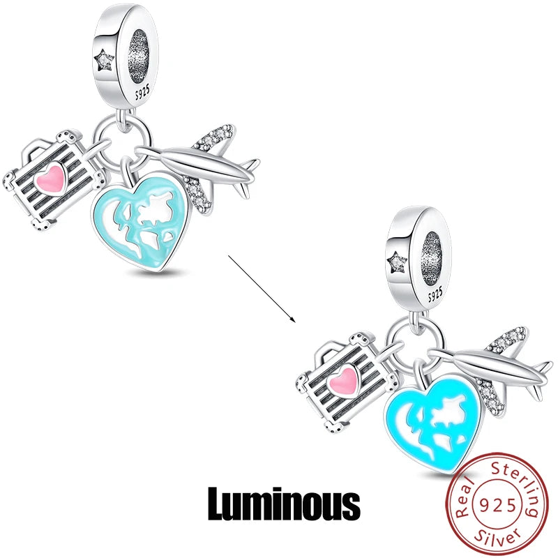 S925 Silver Luminous Firefly & Star Charms (3mm)