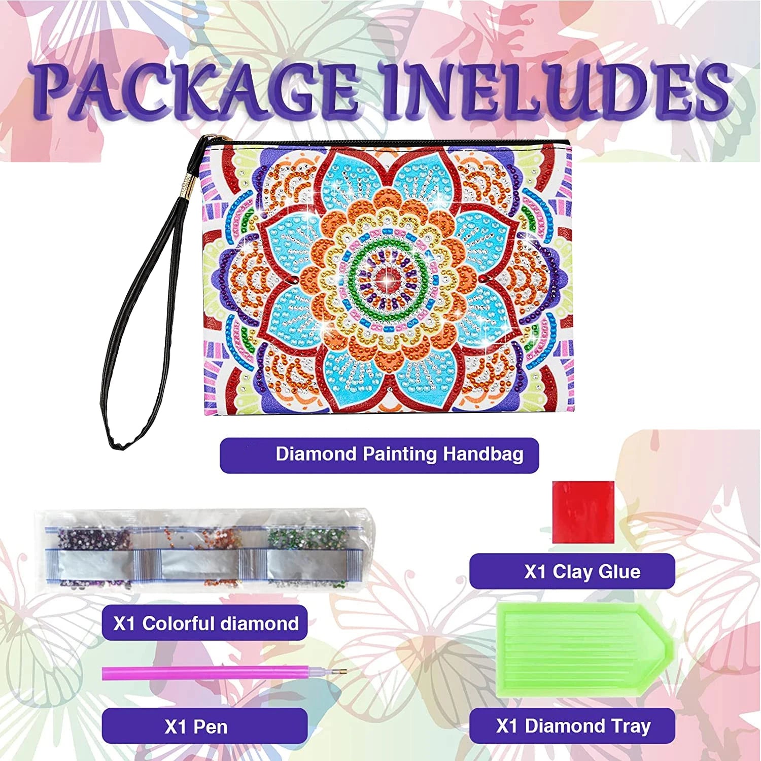 DIY Mandala Diamond Painting PU Leather Purse