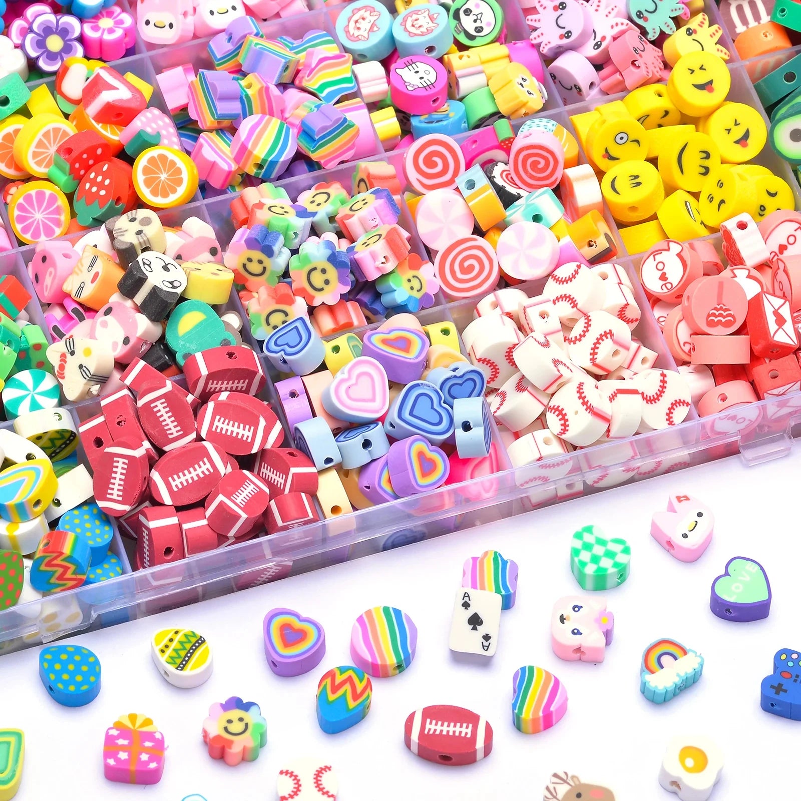 30pcs 10mm Heart-Shaped Fruit Polymer Clay Beads