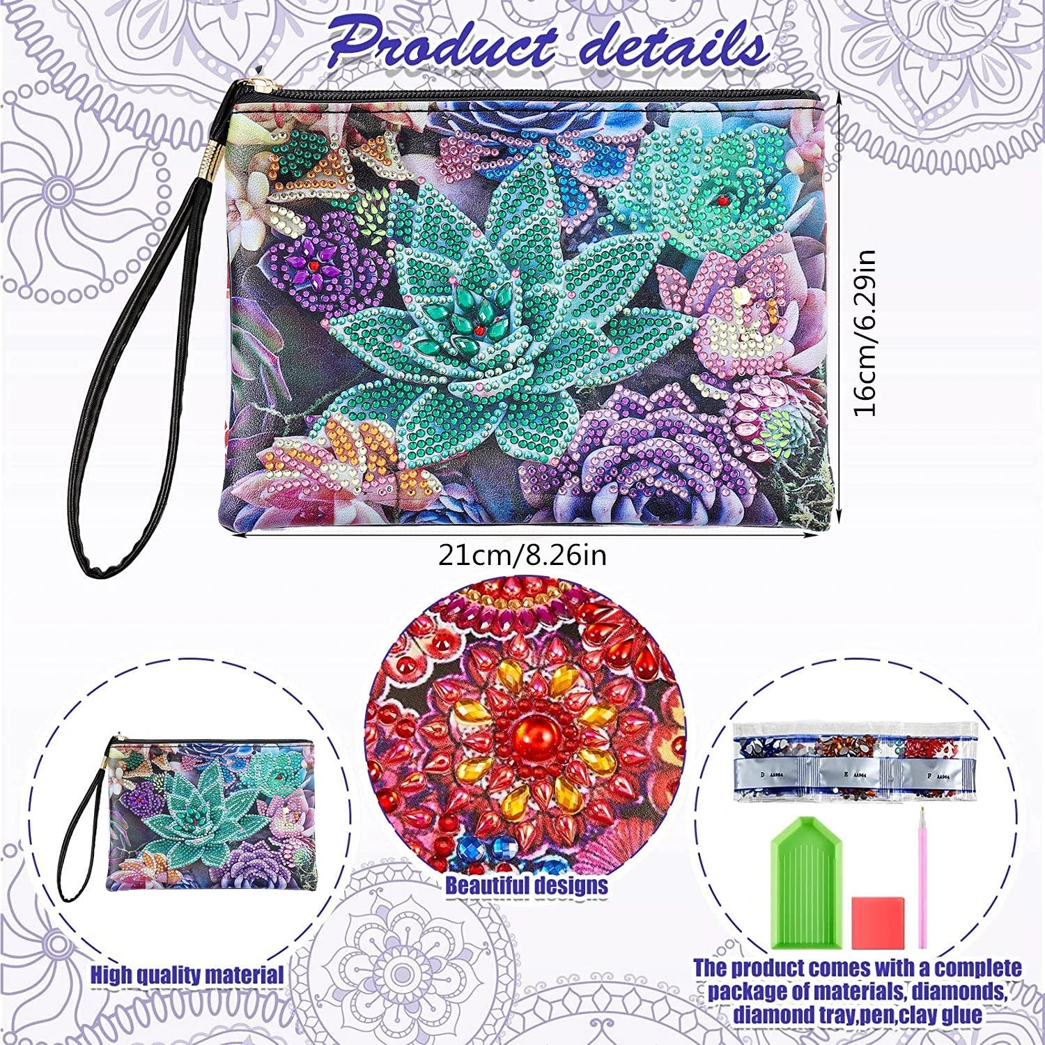 DIY Mandala Diamond Painting PU Leather Purse