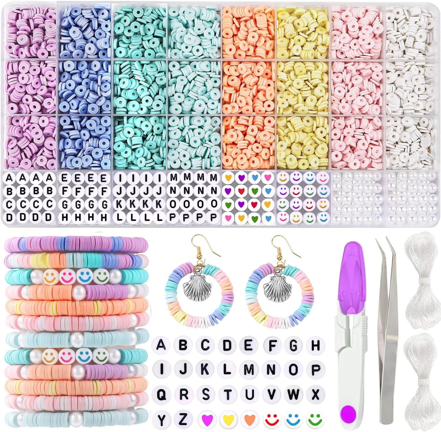 3860pcs Macarons Color Polymer Clay Flat Chip Beads Set