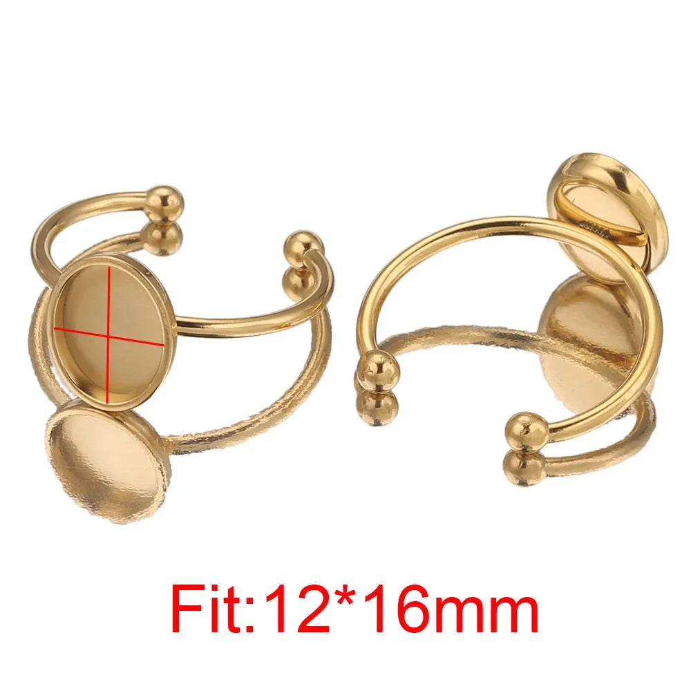10pcs Adjustable Stainless Steel Open Ring Settings