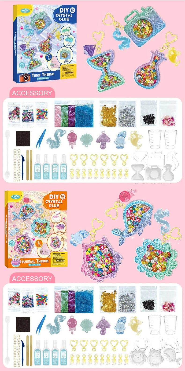 Kids Crystal Glue Keychain Craft Kit